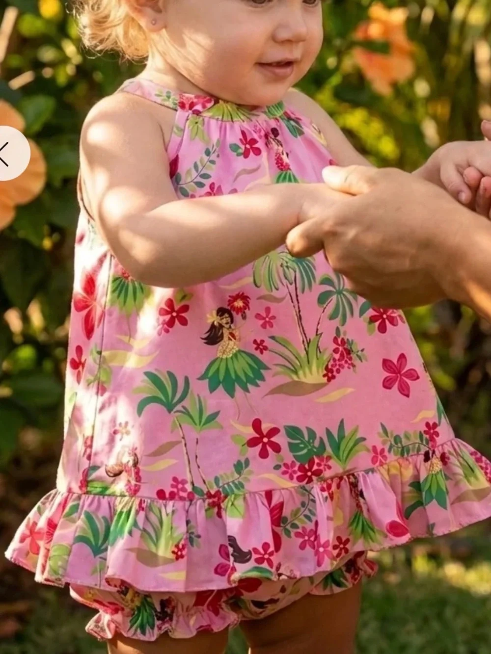 Toddler Pink Tropical Print Halter Camisole Set 18 months